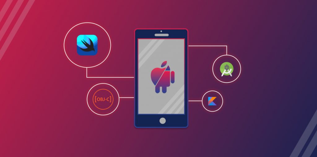 The Android and iOS mobile app development frameworks or a visual representation of the different types of mobile app frameworks