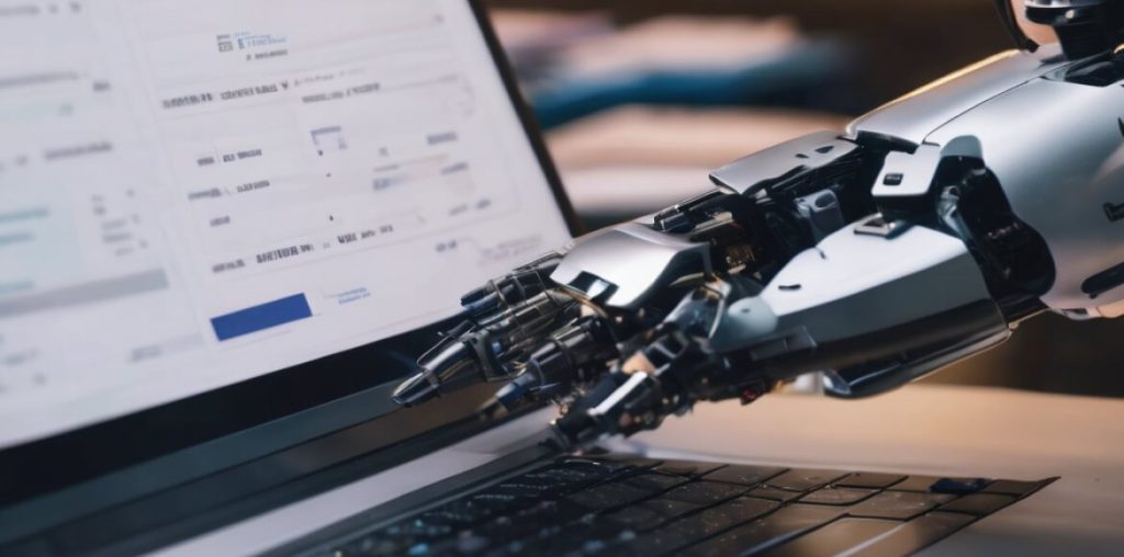 RPA bot processing an invoice.